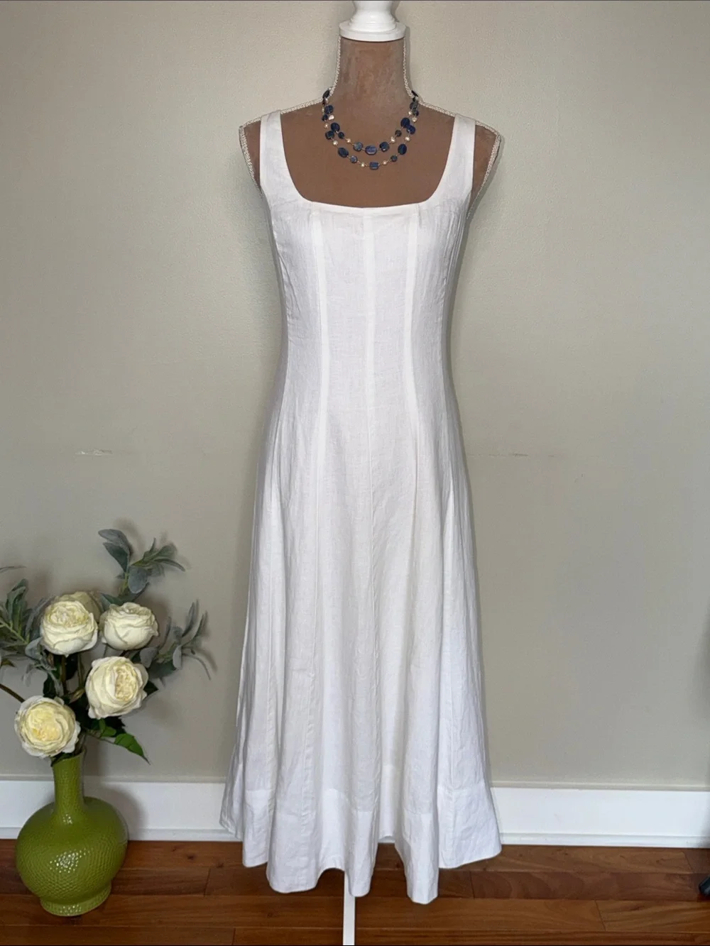 Lilly Pulitzer White Sleeveless Square-Neck Midi Dress